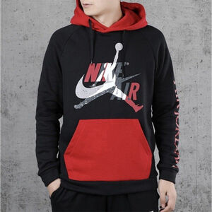 Nike Air Jordan Hoodie Sweatshirt Jumpman Classics Men Sz M Red Black EUC